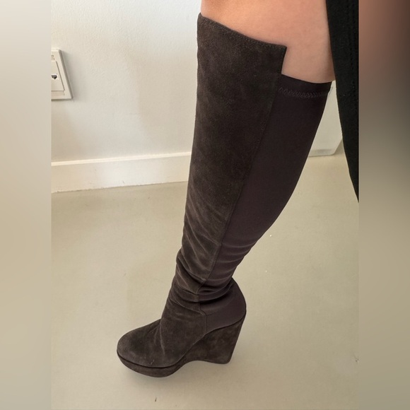 Stuart Weitzman Demiswoon OTK Suede Wedge Boots | Size 7 | Classic Over-The-Knee - Picture 12 of 12